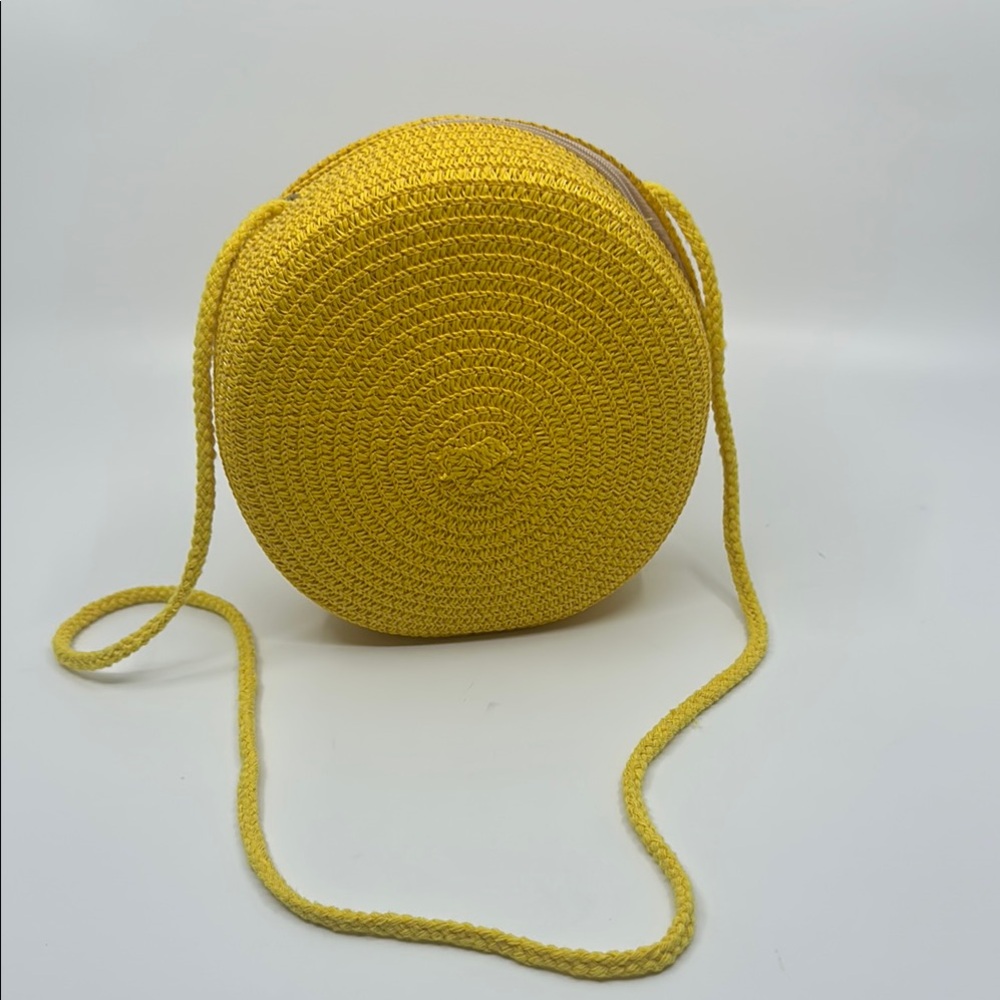 Cute Yellow Woven Circle Shoulder Bag
